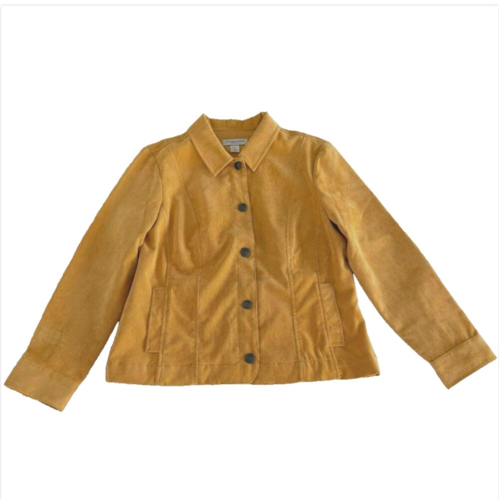 Christopher & Bank Women's PM PETITE MED Fall Jacket Yellow Corduroy Button Up